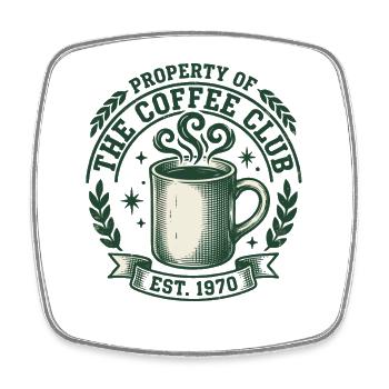 Coffee Club Tasse à café vintage des années 1970 - Magnet carré - blanc - Devant