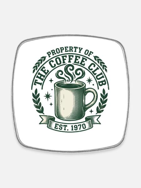 Coffee Club 1970's Vintage Coffee Mug - Square fridge magnet - white
