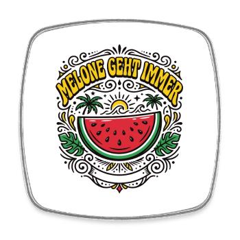 Melone Geht Immer – Wassermelone Sommer - Viereckiger Kühlschrankmagnet - Weiß - Vorne