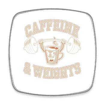 Krafttraining Caffeine & Weights Bodybuilding Gym - Viereckiger Kühlschrankmagnet - Weiß - Vorne
