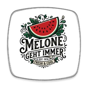 Melone Geht Immer Retro Logo - Viereckiger Kühlschrankmagnet - Weiß - Vorne
