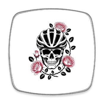 Road Bike Skull Roses Gift Idea for Road Bike - Square fridge magnet - white - Front