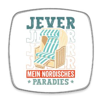 Nordisches Strandkorb Paradies - Viereckiger Kühlschrankmagnet - Weiß - Vorne