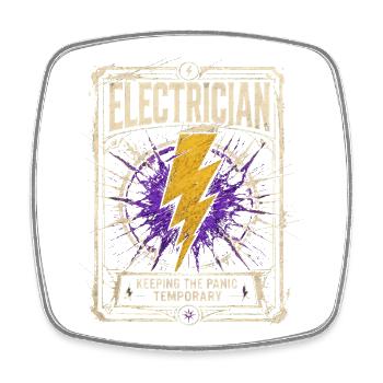 Funny Electrician Quote Retro Workshop Design - Square fridge magnet - white - Front