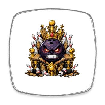 Royal bowling ball with gold cups - Square fridge magnet - white - Front