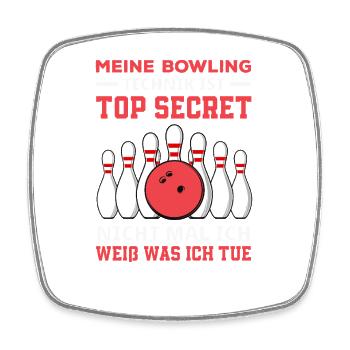 Bowling Technik Top Secret Spruch - Viereckiger Kühlschrankmagnet - Weiß - Vorne