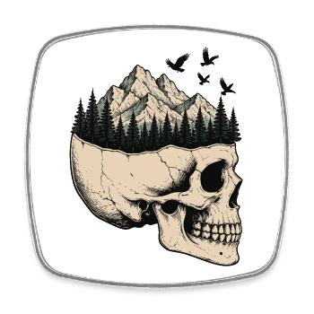 Skull Mountain Landscape - Square fridge magnet - white - Front