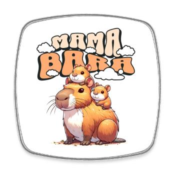 Mama Bara Capybara - Magnet carré - blanc - Devant