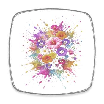 Multicolor Flower Bouquet Splash Art - Square fridge magnet - white - Front