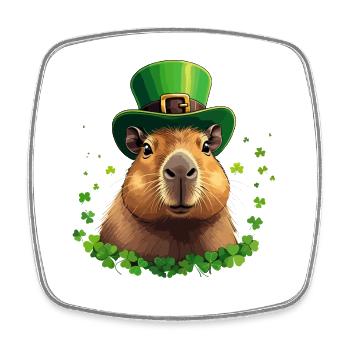 Shamrock Capybara under St Patrick's Hat - Square fridge magnet - white - Front