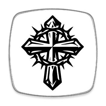 Croix de couronne d’épines - Magnet carré - blanc - Devant