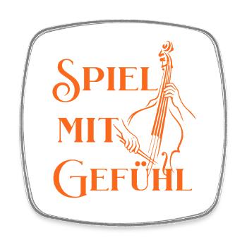 Spiel mit Gefühl - Cello Spruch für Cellisten - Viereckiger Kühlschrankmagnet - Weiß - Vorne
