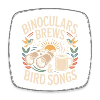 Jumelles fait chanter des oiseaux - Magnet carré - blanc - Devant
