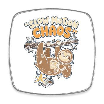 Slow Motion Chaos Faultier - Viereckiger Kühlschrankmagnet - Weiß - Vorne