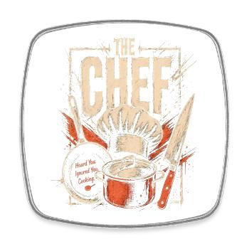 Funny Chef Cooking Quote Retro Kitchen Design - Square fridge magnet - white - Front