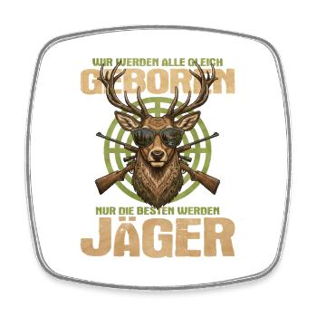 Geboren Jager - Viereckiger Kühlschrankmagnet - Weiß - Vorne