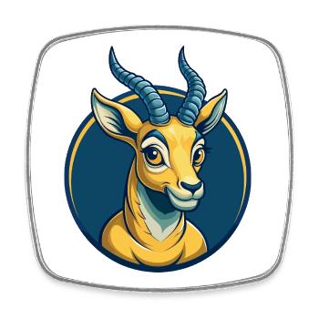 Antelope Kawaii Maskottchen Cartoon Clipart Logo Abzeichen - Viereckiger Kühlschrankmagnet - Weiß - Vorne
