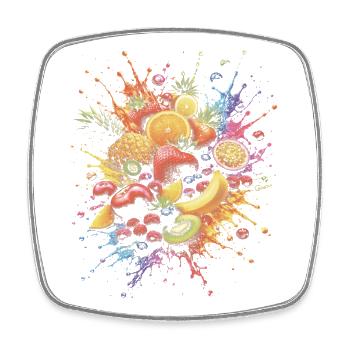 Multicolored Tropical Fruits Splash Art - Square fridge magnet - white - Front