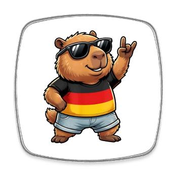 Deutschland Capybara Rocker Fan  - Viereckiger Kühlschrankmagnet - Weiß - Vorne