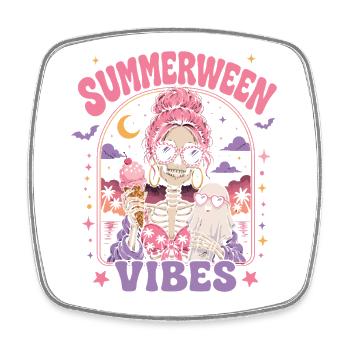 Summerween Vibes Squelette | Vacances Halloween - Magnet carré - blanc - Devant