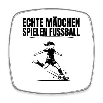 Echte Mädchen Spielen Fussball Fussballerin - Viereckiger Kühlschrankmagnet - Weiß - Vorne