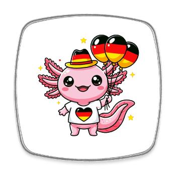 Dragon Kawaii avec drapeau de cœur - Magnet carré - blanc - Devant