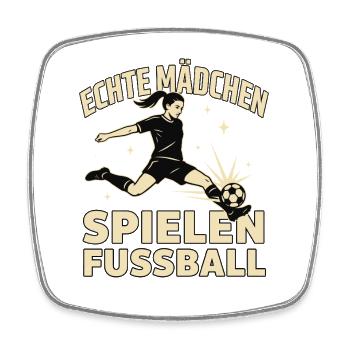 Echte Mädchen Spielen Fussball Mädchenfussball - Viereckiger Kühlschrankmagnet - Weiß - Vorne
