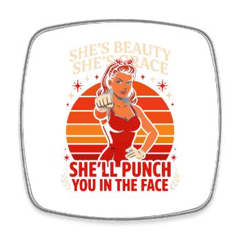 Shes Beauty Shes Grace Shell Punch You In The - Square fridge magnet - white - Front