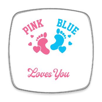 Pink Or Blue Daddy Loves You Gender Reveal - Square fridge magnet - white - Front