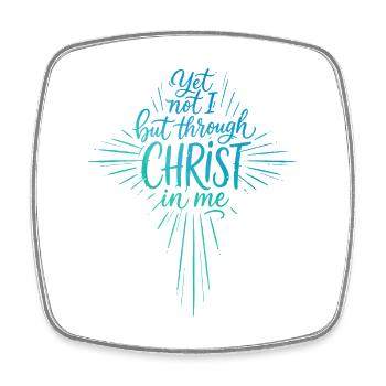 Yet not I but through CHRIST in me - Viereckiger Kühlschrankmagnet - Weiß - Vorne
