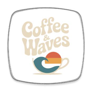 Coffee Waves Surfing Coffee & Waves Surfer Beach - Square fridge magnet - white - Front