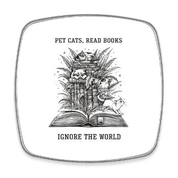 Les chats lisent des livres Ignorent le Livre du Chat du Monde - Magnet carré - blanc - Devant