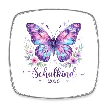Schmetterling Schulbeginn 2026 - Viereckiger Kühlschrankmagnet - Weiß - Vorne