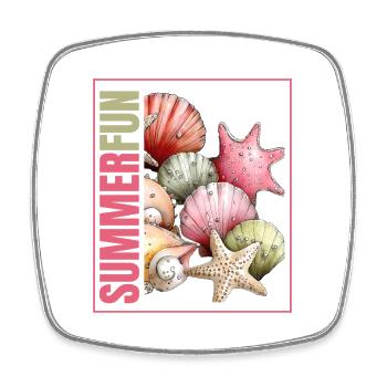 Summer Fun Shells & Starfish - Square fridge magnet - white - Front