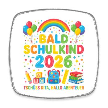 Bald Schulkind 2026 - Viereckiger Kühlschrankmagnet - Weiß - Vorne