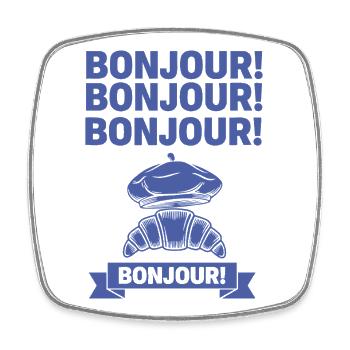 Breakfast brunch coffee bacon food BONJOUR second - Square fridge magnet - white - Front