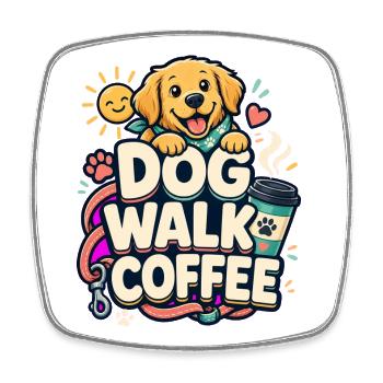 DOG WALK COFFEE Hund - Viereckiger Kühlschrankmagnet - Weiß - Vorne