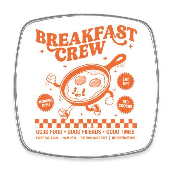 Frühstück Lustiger Brunch Kaffee Pfannkuchen Essen Speck - Viereckiger Kühlschrankmagnet - Weiß - Vorne