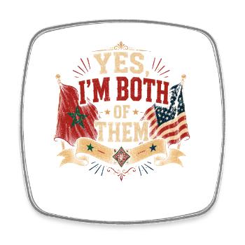 Both: USA and Morocco identity - Square fridge magnet - white - Front