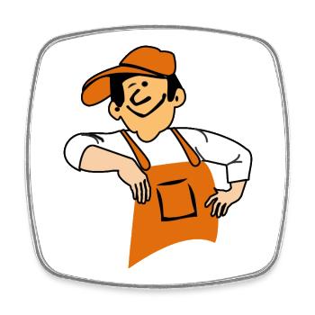 Friendly Handyman Mascot – Cartoon Craftsman Worke - Square fridge magnet - white - Front