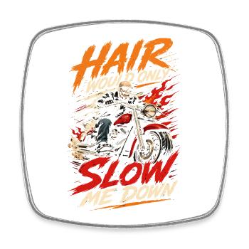 Glatzköpfiger Humor | Cooles Skelett-Motorrad - Viereckiger Kühlschrankmagnet - Weiß - Vorne