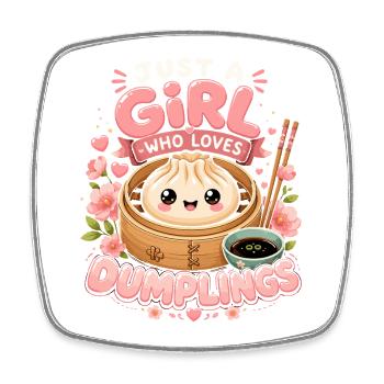 Just A Girl Who Loves Dumplings | Vintage Kawaii - Square fridge magnet - white - Front