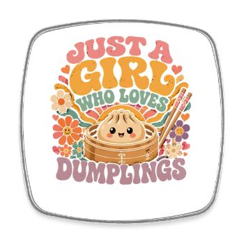 Just A Girl Who Loves Dumplings | Vintage Kawaii - Square fridge magnet - white - Front