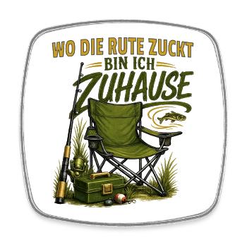 Wo Die Rute Zuckt Bin Ich Zuhause Angler - Viereckiger Kühlschrankmagnet - Weiß - Vorne
