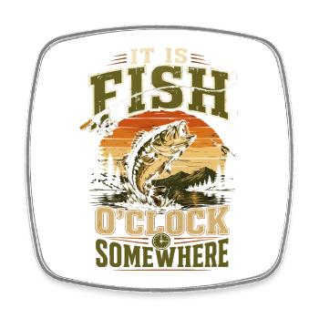 Fishing Humor Fisherman Fish Retro Gift - Square fridge magnet - white - Front