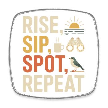 Get up, drink, observe, repeat - Square fridge magnet - white - Front