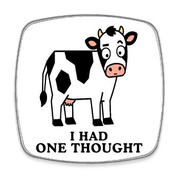 Dessin animé de vache avec accents pastel - Magnet carré - blanc - Devant