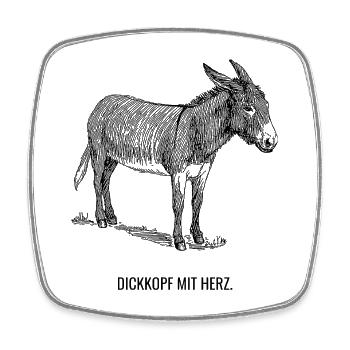 Dickkopf mit Herz - Viereckiger Kühlschrankmagnet - Weiß - Vorne