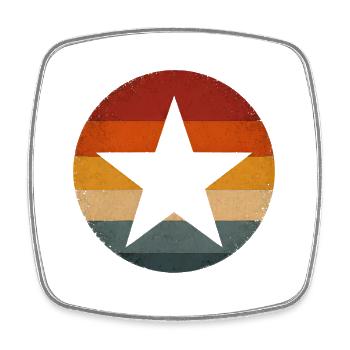 Retro Sunset Stern Vintage Sonne Stern Silhouette - Viereckiger Kühlschrankmagnet - Weiß - Vorne
