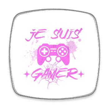 je suis gamer une fille - Magnet carré - blanc - Devant